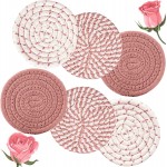 6 Pcs Coasters for Drinks, 4.3 Inch Fit for All Kinds of Cups, Super Absorbent Drink Coasters, Minimalist Cotton Handmade Coaster for Coffee Table Tabletop Protection Housewarming Gift for Home Decor