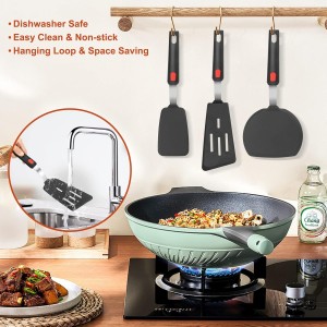 Hotec Silicone Spatula Turner for Nonstick Cookware, Cooking Spatulas 600°F Heat Resistant Large Flexible Rubber Spatula Set of 3, Kitchen Utensils for Flipping Eggs, Burgers, Pancakes, Crepes