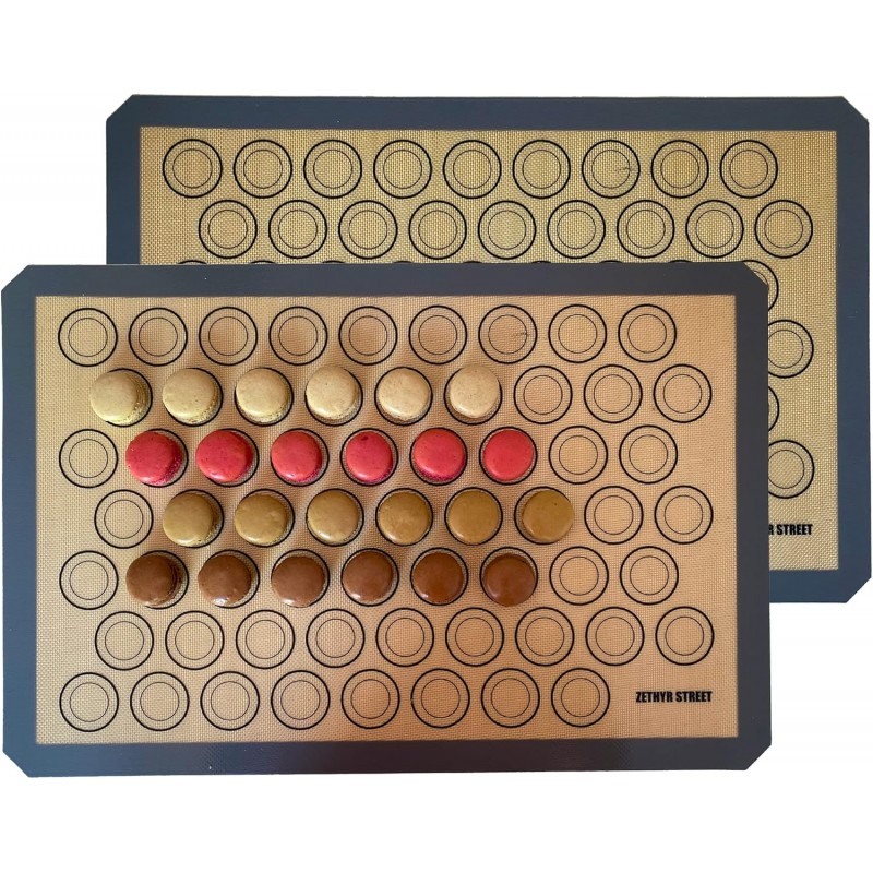 Macaron Silicone Baking Mats - Set of 2 - Full Size - 16 x 24 in (40 x 60 cm), Non-Stick Macaron Mat for Perfect Baking - Dishwasher & Oven Safe, Ideal for Macarons, Cookies, Bread, and More