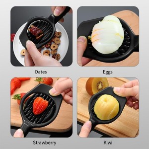 Egg Slicers Cutter, Stainless Steel Multifunction Slicing Mould, Handheld Mushroom Kiwi Divider Tomato Strawberry Cutter, 2.95 * 7.5inches (Black)