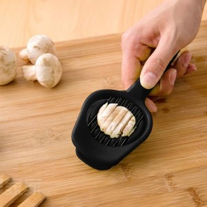 Egg Slicers Cutter, Stainless Steel Multifunction Slicing Mould, Handheld Mushroom Kiwi Divider Tomato Strawberry Cutter, 2.95 * 7.5inches (Black)
