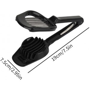 Egg Slicers Cutter, Stainless Steel Multifunction Slicing Mould, Handheld Mushroom Kiwi Divider Tomato Strawberry Cutter, 2.95 * 7.5inches (Black)