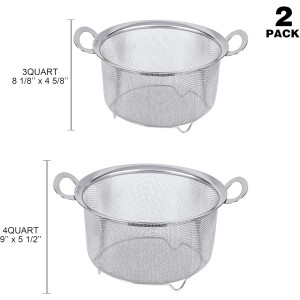 Tiawudi 2 Pack Strainers for Kitchen, 18/8 Stainless Steel Colander with Handles, Fine Mesh Strainer for Pasta, Rice and Fruit, Sieve with Resting Feet to Strain, Rinse, Steam or Cook Vegetables