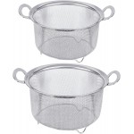 Tiawudi 2 Pack Strainers for Kitchen, 18/8 Stainless Steel Colander with Handles, Fine Mesh Strainer for Pasta, Rice and Fruit, Sieve with Resting Feet to Strain, Rinse, Steam or Cook Vegetables