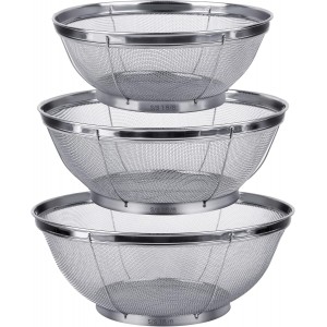 3 Pack Strainers for Kitchen, 18/8 Stain...