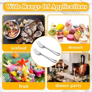 Zubebe 24 Pcs Oyster Fork Appetizer Seafood Forks Portable Stainless Steel dinnerware 3 Prong Fruit Small Cocktail Salad Dessert tableware for Tasting Crab Escargot Party Travel, 5.5 Inch Silver