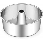 E-far Angel Food Cake Pan, 10-Inch Stainless Steel Tube Pan for Baking Pound Chiffon Cake, One-piece Design & Non-toxic, Dishwasher Safe