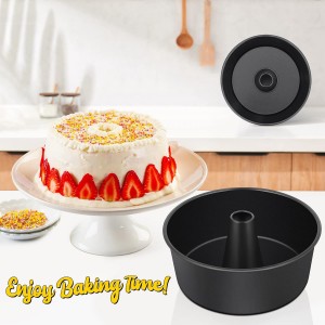 E-far Angel Food Cake Pan, 10-Inch Non-stick Tube Pan for Baking Pound Chiffon Cake, One-piece Design, Easy Release & Clean