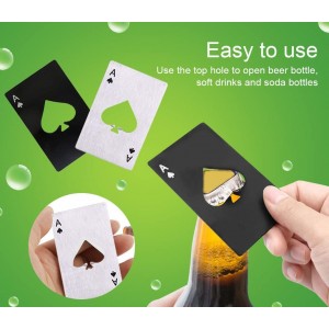 2 piece set black and Silver Poker Card Beer Bottle Opener, Poker Card Cap Opener For Beer, Soda, Bottles