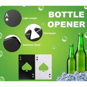 2 piece set black and Silver Poker Card Beer Bottle Opener, Poker Card Cap Opener For Beer, Soda, Bottles