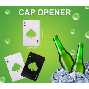 2 piece set black and Silver Poker Card Beer Bottle Opener, Poker Card Cap Opener For Beer, Soda, Bottles