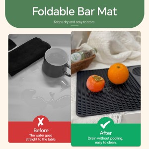 Bar Mat, Bar Accessories, Multifunctional Folding Cocktail Mat with Cutting Board, 18
