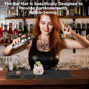 Bar Mat, Bar Accessories, Multifunctional Folding Cocktail Mat with Cutting Board, 18