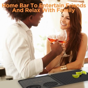 Bar Mat, Bar Accessories, Multifunctional Folding Cocktail Mat with Cutting Board, 18