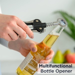Deiss PRO Wing Corkscrew Wine Opener - 2 in 1 Wine Corkscrew and Beer Opener - The Easiest Way to Open Wine Bottle Corks - Reliable and Sturdy Wine Opener - Wine Bottle Opener