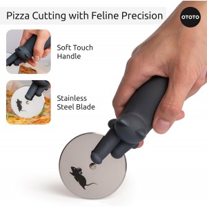 OTOTO Kitty Cut Pizza Cutter Wheel - Pizza Cutters Stainless Steel, Funny Kitchen Gadgets and Kitchen Gifts, Cat Gift for Women Cat Lovers (kitty cut)