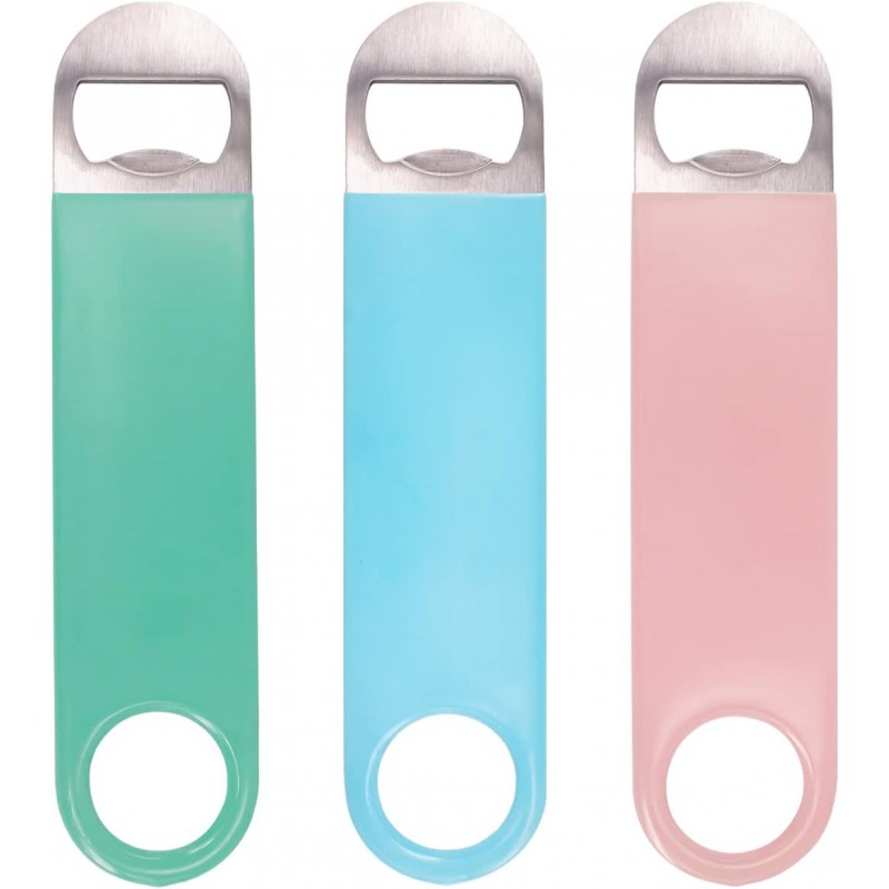 3 Pack Heavy Duty Stainless Steel Flat Bottle Opener, Solid and Beer Openers, 7 inches