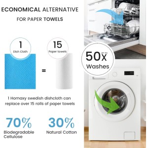 Homaxy Swedish Dishcloths for Kitchen, 10 Pack Reusable and Washable Cellulose Sponge Cloths Dish Towels, Absorbent and No Odor Paper Towels for Dishes ＆ Counters, Assorted