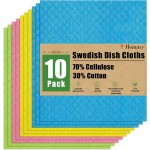 Homaxy Swedish Dishcloths for Kitchen, 10 Pack Reusable and Washable Cellulose Sponge Cloths Dish Towels, Absorbent and No Odor Paper Towels for Dishes ＆ Counters, Assorted