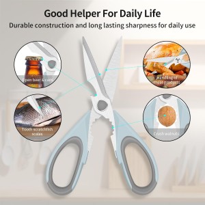 Left Handed Scissors - Multifunctional, Heavy Duty for Meat & Poultry, Safe Food Scissors - Stainless Steel