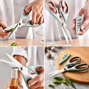 Left Handed Scissors - Multifunctional, Heavy Duty for Meat & Poultry, Safe Food Scissors - Stainless Steel