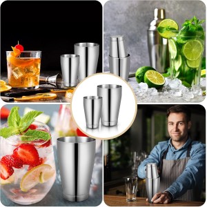 Lallisa 10 Pieces Cocktail Shakers Professional Bar Boston Shaker Set Stainless Steel Martini Shaker Drink Mixer Basic Tools Weighted Shake Metal Can for Bartenders, 18 Oz, 28 oz(Silver)