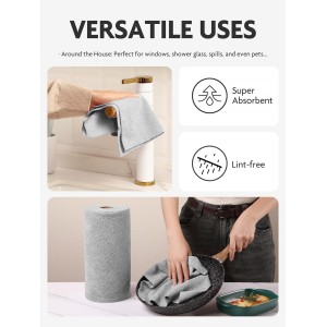 Fantasticlean Microfiber Cleaning Cloth Roll -60 Pack, Tear Away Microfiber Towels, 12