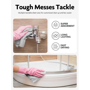 Fantasticlean Microfiber Cleaning Cloth Roll -60 Pack, Tear Away Microfiber Towels, 12