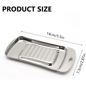 Stainless Steel Ginger Grater, Lemon Zester, Cheese Grater with Wasabi Garlic Grinding Tool for Sushi, Sashimi, Tempura, Silver
