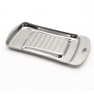 Stainless Steel Ginger Grater, Lemon Zester, Cheese Grater with Wasabi Garlic Grinding Tool for Sushi, Sashimi, Tempura, Silver