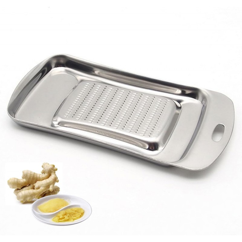 Stainless Steel Ginger Grater, Lemon Zester, Cheese Grater with Wasabi Garlic Grinding Tool for Sushi, Sashimi, Tempura, Silver
