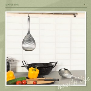 Bokon 2 Pieces Spider Strainer Skimmer Slotted Spoon Stainless Steel Skimmer Ladle Rustproof Frying Spoon Strainer Colander with Hanging Holes for Kitchen Cooking Draining and Frying