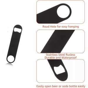 DAJAVE 20 Pieces Flat Bottle Openers, 7 Inch Stainless Steel Bottle Openers Bulk, Black Speed Openers Beer Bottle Opener Bartender for Bar, Kitchen, Restaurant