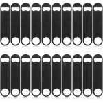 DAJAVE 20 Pieces Flat Bottle Openers, 7 Inch Stainless Steel Bottle Openers Bulk, Black Speed Openers Beer Bottle Opener Bartender for Bar, Kitchen, Restaurant