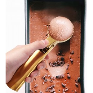Ice Cream Scooper Stainless Steel, Cookie Scoopwith Trigger Heavy Duty Metal Icecream Scoop,Cookie Scoop Large Size Perfect For Frozen Yogurt, Gelatos, Sundaes (C-Gold 2Pack)