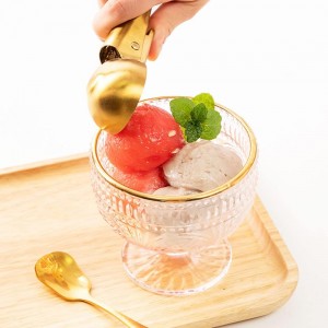 Ice Cream Scooper Stainless Steel, Cookie Scoopwith Trigger Heavy Duty Metal Icecream Scoop,Cookie Scoop Large Size Perfect For Frozen Yogurt, Gelatos, Sundaes (C-Gold 2Pack)