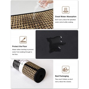 Kitchen Rugs and Mats Non Skid Washable Set of 2 PCS, Absorbent Runner Rugs for Kitchen, Front of Sink, Kitchen Mats for Floor, 17.3