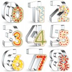 9PCS Number Cookie Cutters Set, Birthday Numbers 0-8(6 Reverses to 9), Stainless Steel Cookie Cutters for Baking, Number Shaped Baking Tool for Homemaking Biscuits, Cookie, Dough