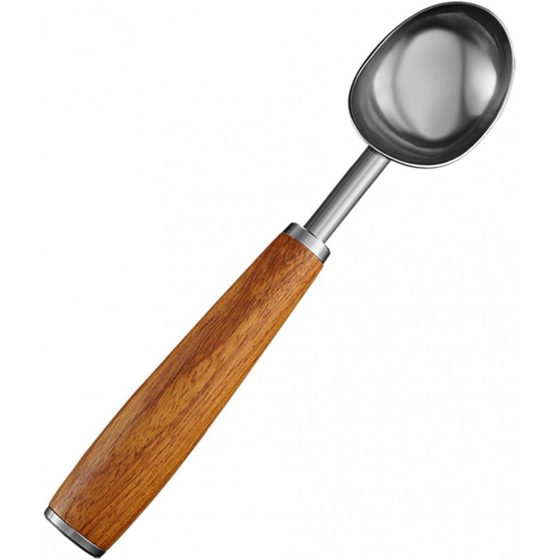 Small Cylindrical Ice Cream Scoop Stainless Steel with Wood Handle, Metal Ice Scoop for Freezer