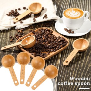 4 Pack Wooden Scoops for Canisters,15ml Small Coffee Scoop in Beech Wood Coffee Measure Scoop Set Wooden Tablespoon Ground Coffee Scoop Home Kitchen Accessories for Measuring Coffee Beans,Tea,Sugar