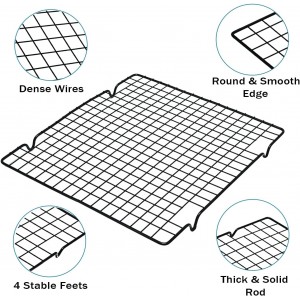 VNIMTI Baking Cooling Rack 2 Sets, Cookie Cooling Racks for Cooking, Baking, Roasting, Grilling, Drying, Oven Safe Wire Rack, 11