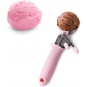 2 Pack Ice Cream Scoop Cookie Dough Scoop With Trigger Pink Handle for Cookie Dough Cupcake Batter Ice Cream Portion Control (Pink）
