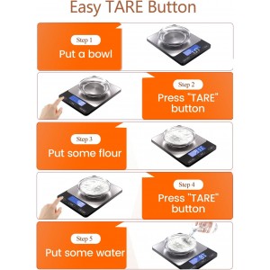 Food Scale -33lb Digital Kitchen Scale for Food Ounces Grams Rechargeable 304 Stainless Steel,Batteries and Type-C Charging | Perfect for Meal Prep, Cooking, and Baking, Black