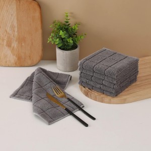Microfiber Terry Dish Rags Set of 6, Super Absorbent and Lint Free Dish Cloths for Household, 11 x 11 Inches (Grey, 6)