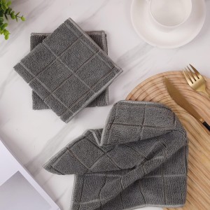 Microfiber Terry Dish Rags Set of 6, Super Absorbent and Lint Free Dish Cloths for Household, 11 x 11 Inches (Grey, 6)