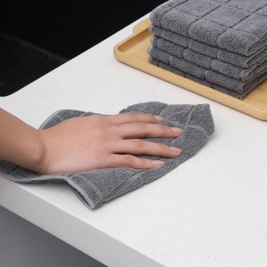 Microfiber Terry Dish Rags Set of 6, Super Absorbent and Lint Free Dish Cloths for Household, 11 x 11 Inches (Grey, 6)