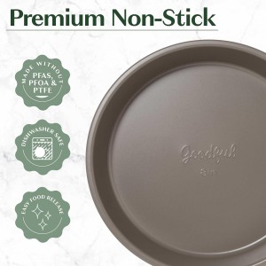 Goodful All-In-One Nonstick Bakeware Set, Stackable and Space Saving Design includes Round and Square Pans, Muffin Pans, Cookie Sheet and Roaster, Dishwasher Safe, 8-Piece, Linen