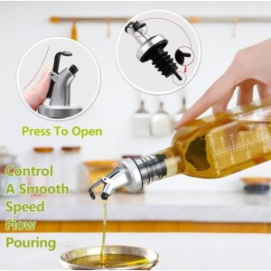 HORNO 5 Pack Oil Spouts, Olive Oil Vinegar Bottle Stopper Dispenser, Leakproof Bottle Spouts for Vinegar, Salad, Wine, Etc