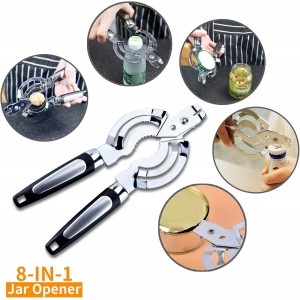 Jar Opener, Multi Jar Opener for Weak Hands, Stainless Steel Jar Lid Opener, Beer Bottle Opener for Arthritic Hands, Seniors with Arthritis