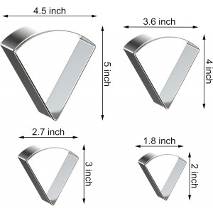 Pizza Slice Cookie Cutter Set Large - 5 Inch, 4 Inch, 3 Inch, 2 Inch - Geometric One-eighth Circle Candy Corn Geometric Cookie Cutters Shapes Molds - Stainless Steel